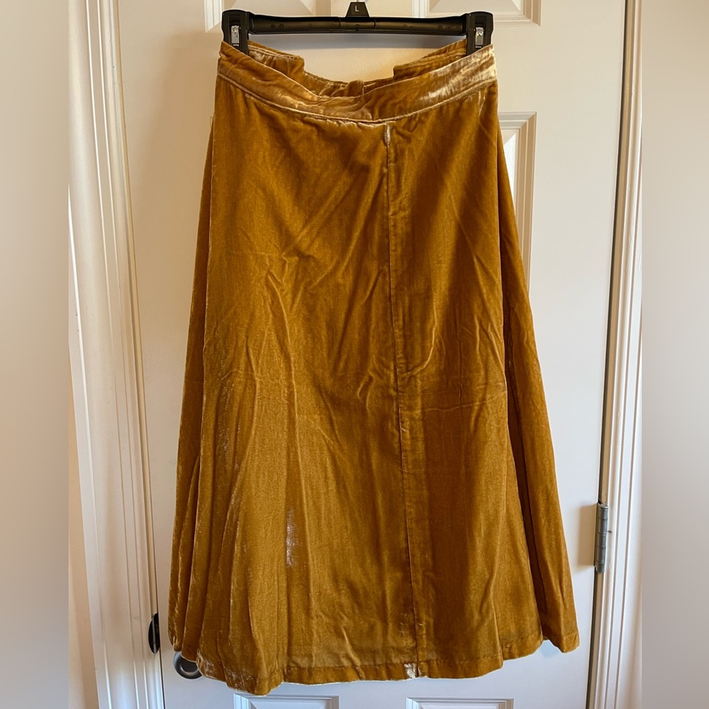 Goldenrod Mustard Velvet Midi Skirt Plus SZ 24